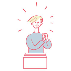 何かが届いて喜ぶ女性