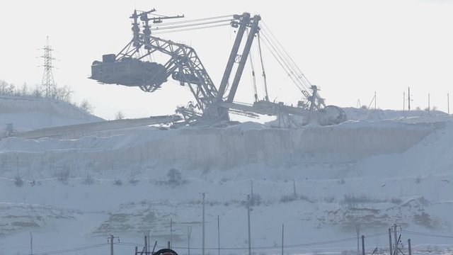 View on guarry and bagger excavator