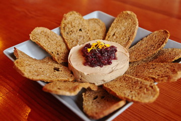 rye bread with pate on a plate