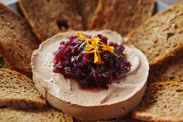 rye bread with pate on a plate