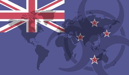 New Zealand flag global disease outbreak concept