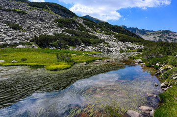 Fototapeta na wymiar Landscape with lake at the Pirin National Park in Bulgaria
