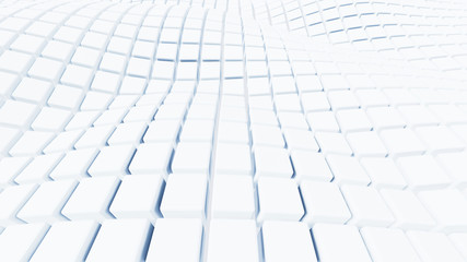 Abstract White Cubic Waving Surface Futuristic Background
