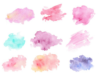 Set of pastel watercolor spots for the design of wedding attributes and St. Valentine's Day