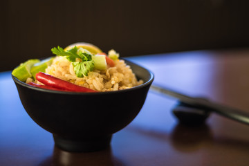 Homemade fried rice with Chili and lemon