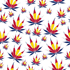 Colorado state flag Marijuana leaf seamless and repeat pattern background