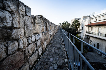 Fototapeta na wymiar Israel, Jerusalem. Old city walls