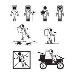 Astronaut people icon set. Space suit icon set. Vector.