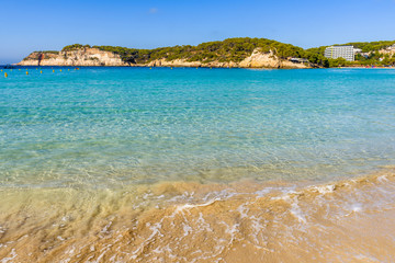 Cala Galdana, one of the most popular beaches on the island of Menorca. Spain.