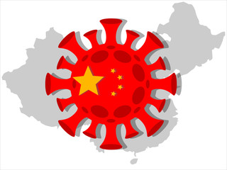 Coronavirus on the background of the map of China. Coronavirus epidemic concept
