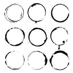 Vintage glass traces or ink traces collection. Circled banners templates. Vector set.