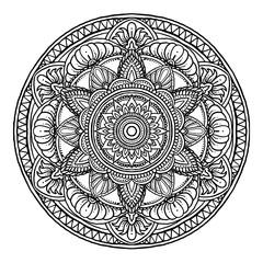 Outline Mandala decorative round ornament, hand drawn style - vector oriental ornament
