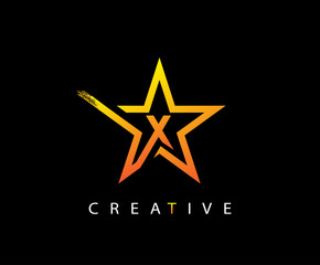 Obraz premium Star X Letter Digital Network , technology and digital abstract X vector logo. 