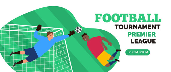 football tournament premier league championship soccer player and goalkeeper with ball  © tarikdiz