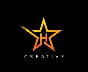 Obraz premium Star H Letter Digital Network , technology and digital abstract H vector logo. 