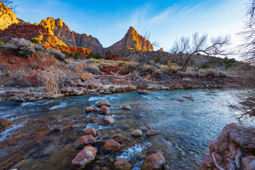 The Cliffs of Zion Canyon and the Virgin River