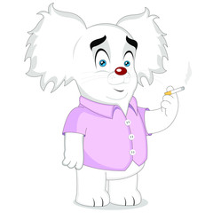 Vector illustration of a cartoon animal smoking