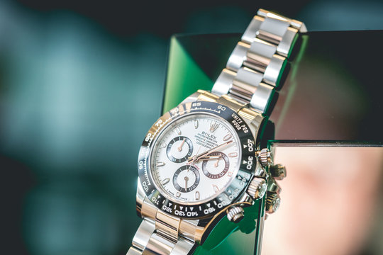 Luxury Rolex watch hanging on the mirror