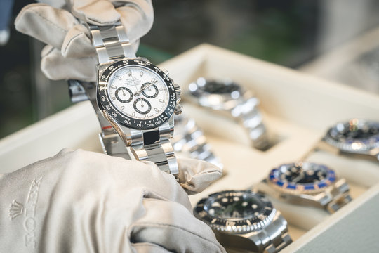 Collection of Luxury Rolex watches on a display