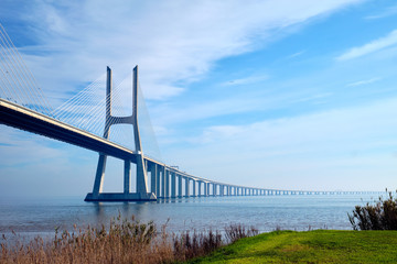 The Vasco da Gama Bridge. Lisbon, Portugal.
