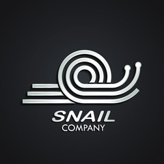 3d silver metal linear snail shape logo © zsschreiner