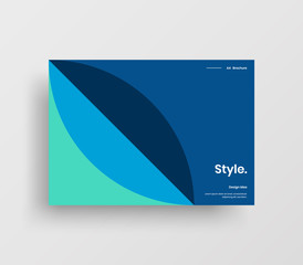 Creative business presentation vector A4 horizontal orientation front page mock up. Modern corporate report cover abstract geometric illustration design layout. Company identity brochure template.
