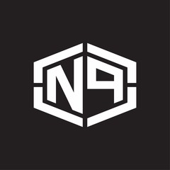 NP Logo monogram with hexagon shape and piece line rounded design tamplate