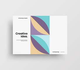 Naklejka premium Creative business presentation vector A4 horizontal orientation front page mock up. Modern corporate report cover abstract geometric illustration design layout. Company identity brochure template.