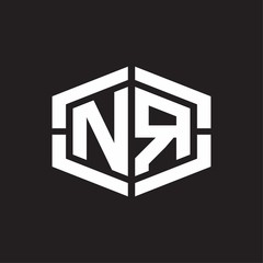 NR Logo monogram with hexagon shape and piece line rounded design tamplate