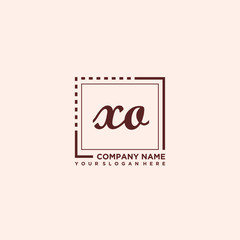 XO Initial handwriting logo concept, with line box template vector