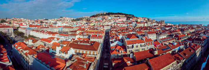 Top view of the city center of Lisbon, Portugal.