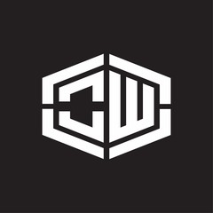 OW Logo monogram with hexagon shape and piece line rounded design tamplate