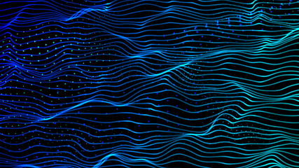 Big data wavy dot abstract background - computer graphic technology background concept