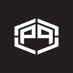 PP Logo monogram with hexagon shape and piece line rounded design tamplate