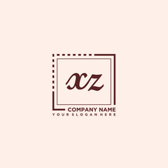 XZ Initial handwriting logo concept, with line box template vector