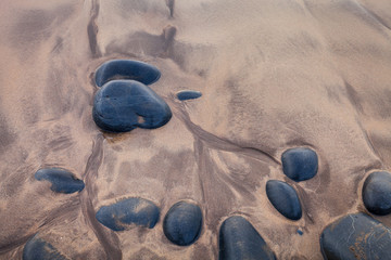 Patterns and Rocks in the sand at Westward Ho Beach, North  Devon, England