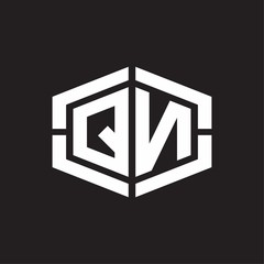 QN Logo monogram with hexagon shape and piece line rounded design tamplate