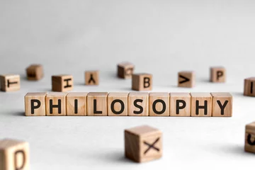 Fotobehang Philosophy - words from wooden blocks with letters, love of wisdom philosophy concept, white background © SecondSide