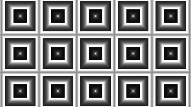 Black and white square formation animated background in 4k Uhd high resolution, seamless loopable.