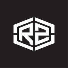 RZ Logo monogram with hexagon shape and piece line rounded design tamplate
