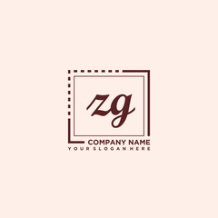 ZG Initial handwriting logo concept, with line box template vector