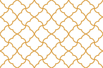 Modèle de géométrie abstraite dans le style arabe. Fond vectorielle continue. Ornement graphique blanc et or. Conception graphique en treillis simple