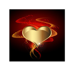 gold love heart abstract logo design template