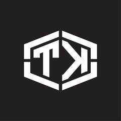 TK Logo monogram with hexagon shape and piece line rounded design tamplate