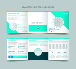 Square trifold brochure design template