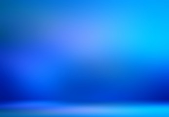 Wonderful blue gleam wall and floor texture. Mystery empty 3d room background. Magical low light defocus illustration.