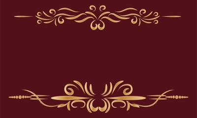 Horizontal gold border on red background. Abstract pattern for various ornaments.