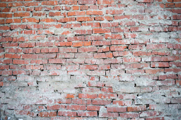 Texture of old red brick masonry. the building of the wall.