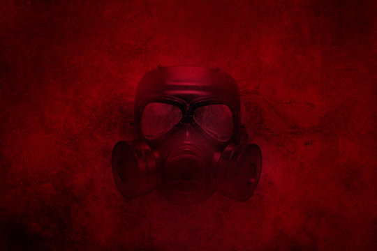 gas mask in a red colour mood