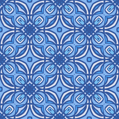Endless colorful pattern in blue for wallpapers, textile, design and backgrounds, vector seamless pattern.